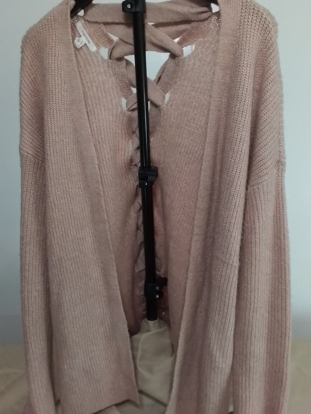 Maurices Knit Lace-Up Open Cardigan - Blush Pink